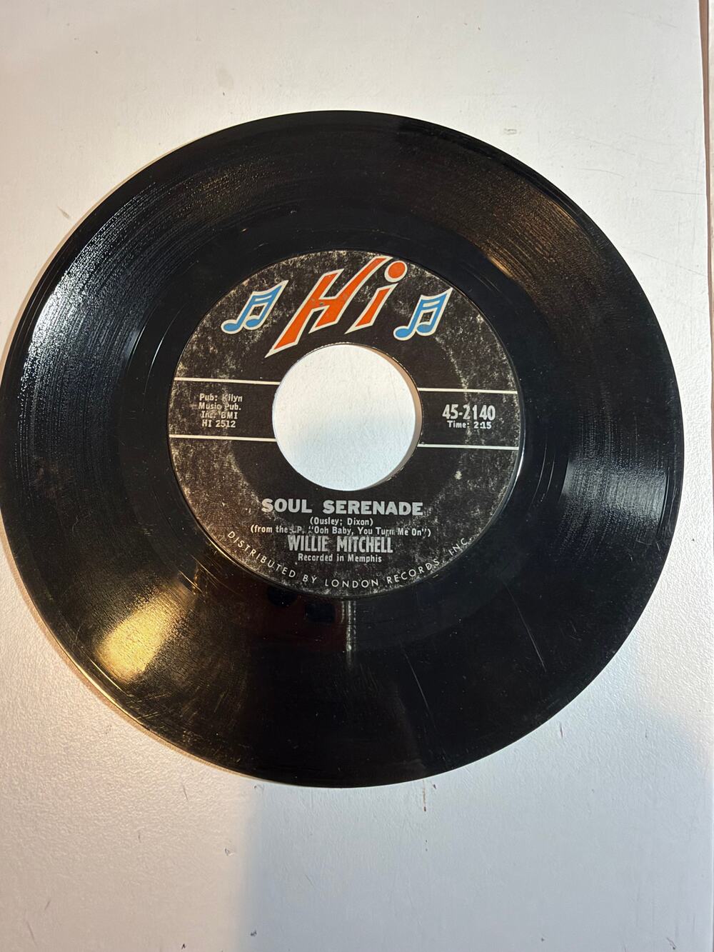 Willie Mitchell - Mercy, Mercy, Mercy/ Soul Serenade - Hi 45 RPM Record